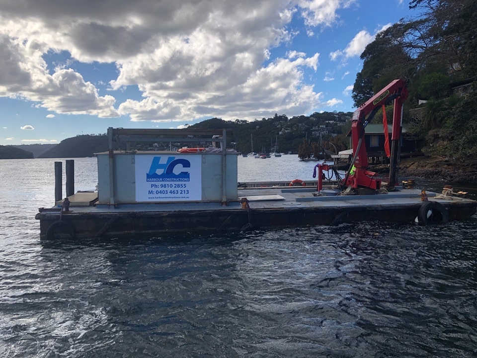 Barge Hire For Jetty Construction Works Sydney Harbour